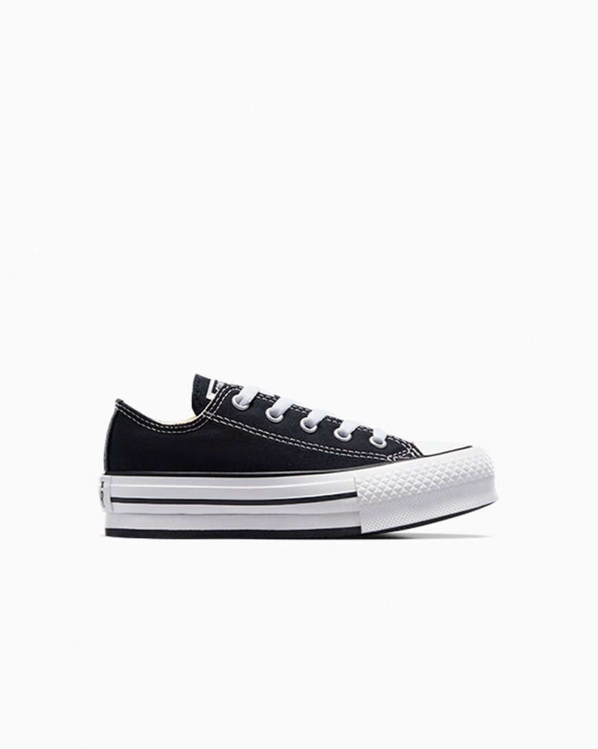 Zapatos Plataforma Converse Chuck Taylor All Star Lift Bajas Niña Negras Blancas Negras | PE 0LP8E2